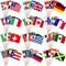 Sweden Desk Flag with Base; American Made Rayon 4x6 inch Miniature Table Set Includes One Small Mini Country Stick Flags and One Black Stand